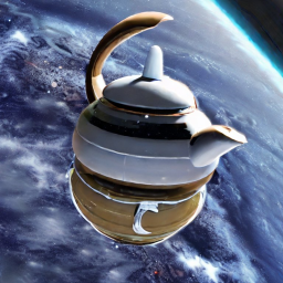 Russells Teekanne, Illustration zum „Argument aus Nichtwissen“ (von Stable Diffusion generiertes Bild)